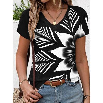 Summer New Women's T-shirt 3D Simple Printing V-neck Short Sleeve Shirt Fashion Women's T-shirt Clothing Y2k Women's T-shirt