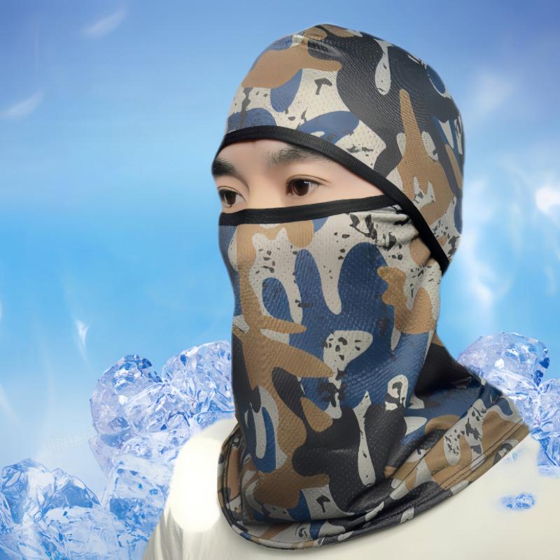 Summer Cool Balaclava Ice Silk Cycling Full Face Cap Sun Anti-Uv Protection Sports Face Cover Headwear Bike Motorcycle Men'S Hat