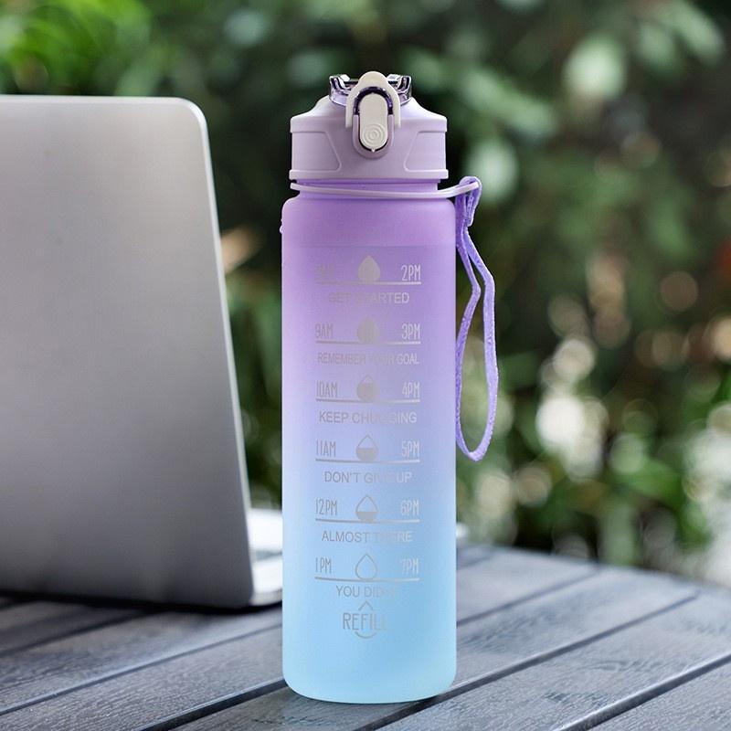 900ml Láhev na vodu Motivační sportovní láhev s časovou značkou Nepropustný pohár Fitness Bpa Free Přenosné nádobí na pití pro venkovní použití