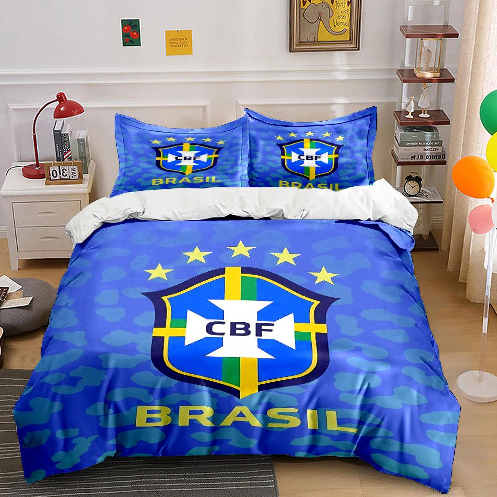 Brazil CBF Logo Bedding Set Bedding Duvet Cover Set Duvet Cover Pillowcases (1 * Duvet Cover 2 * Pillowcases, without duvet insert)