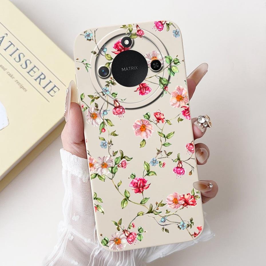 Phone Case For Honor X9c Smart 5G Pretty Girl Flower Printed Soft Silicone Back Cover For Honor X9C X9cSmart Cases Bumpers