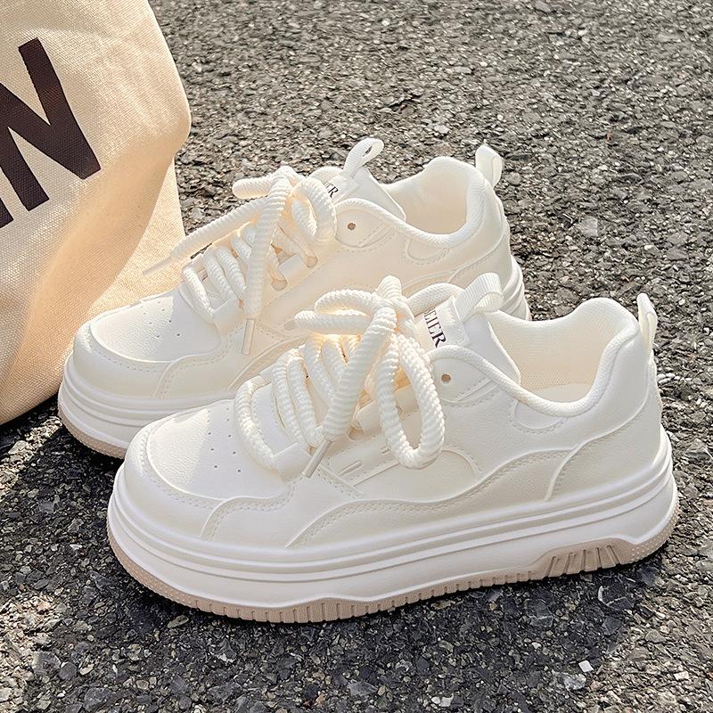 Daddy shoes women's 2025 new spring thick-soled heightening casual shoes muffin shoes little white shoes original design sense