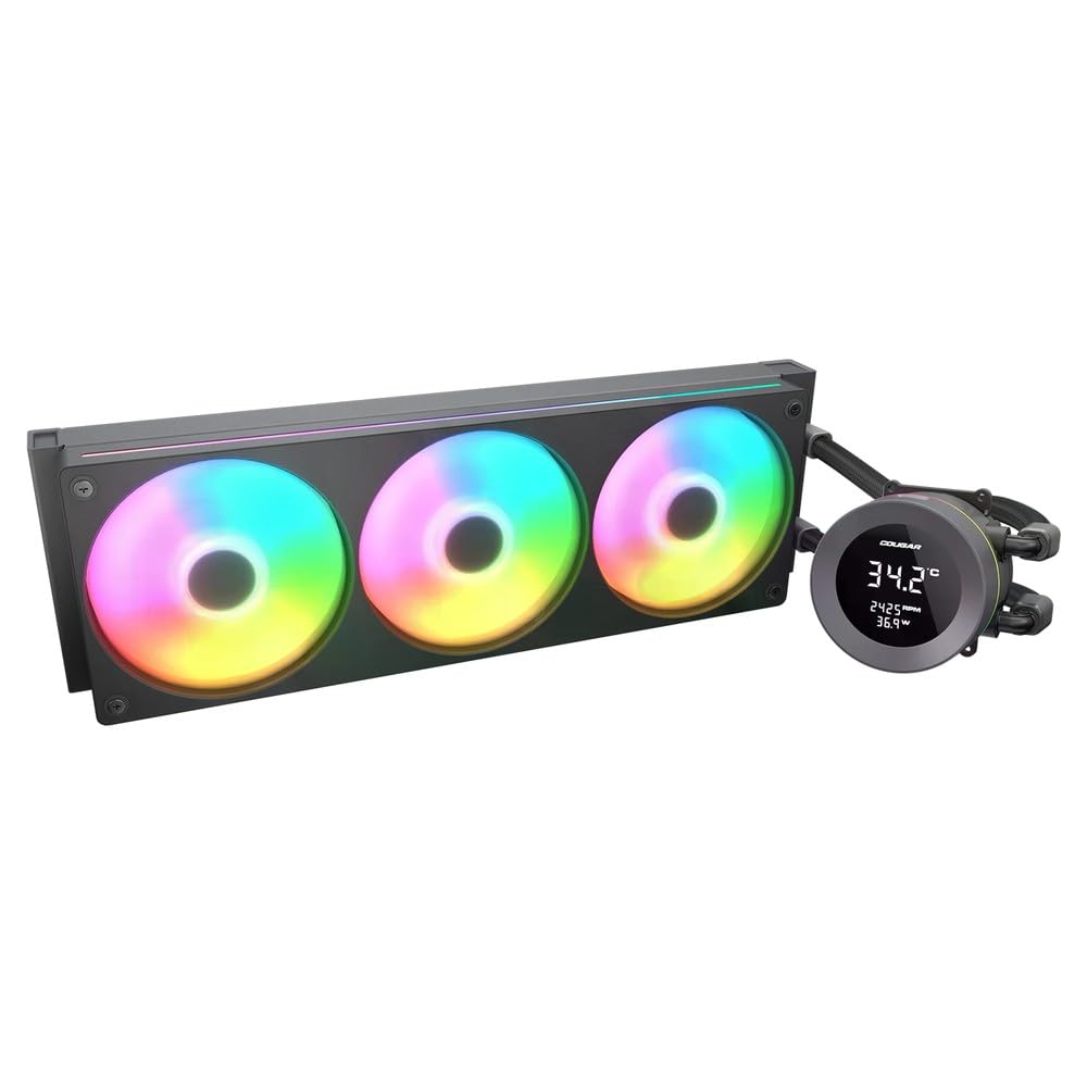 

COUGAR Poseidon Vistek ARGB 360 Digital 360mm PWM Black Model 1.9-inch Display, Single-Frame Fan, [CGR-PSDVARGB-B-360]