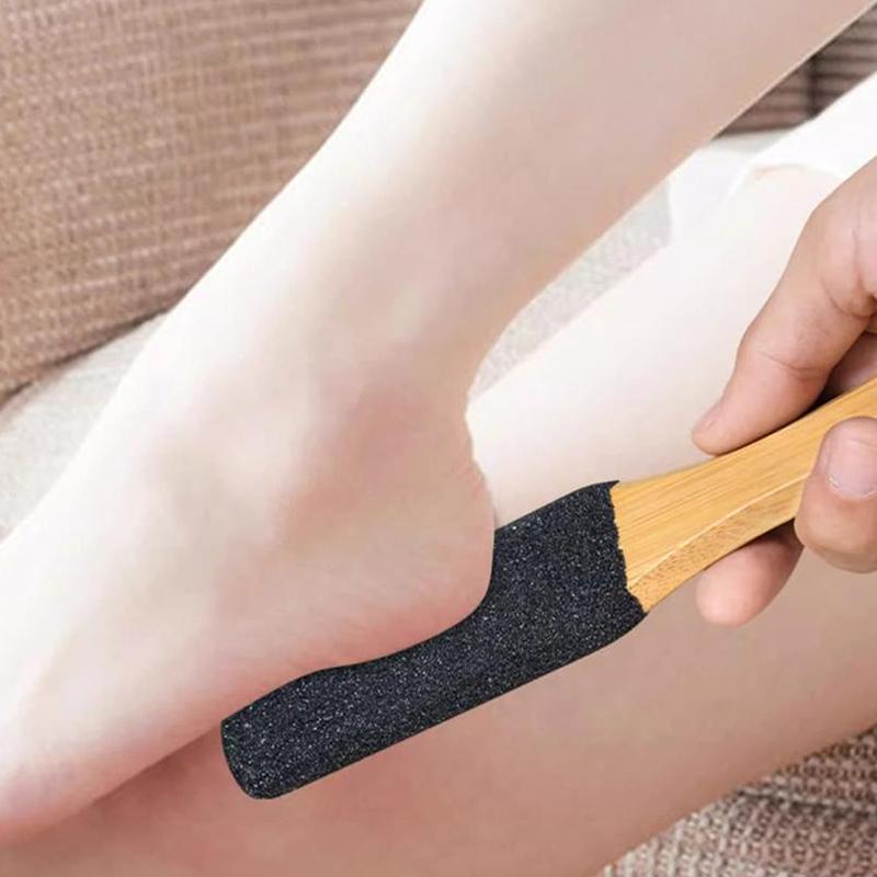 Bamboo Handle Foot File 360° Natural Pumice Stone Exfoliator Professional Pedicure Tool For Callus Removal Dead Skin Foot Scrubb