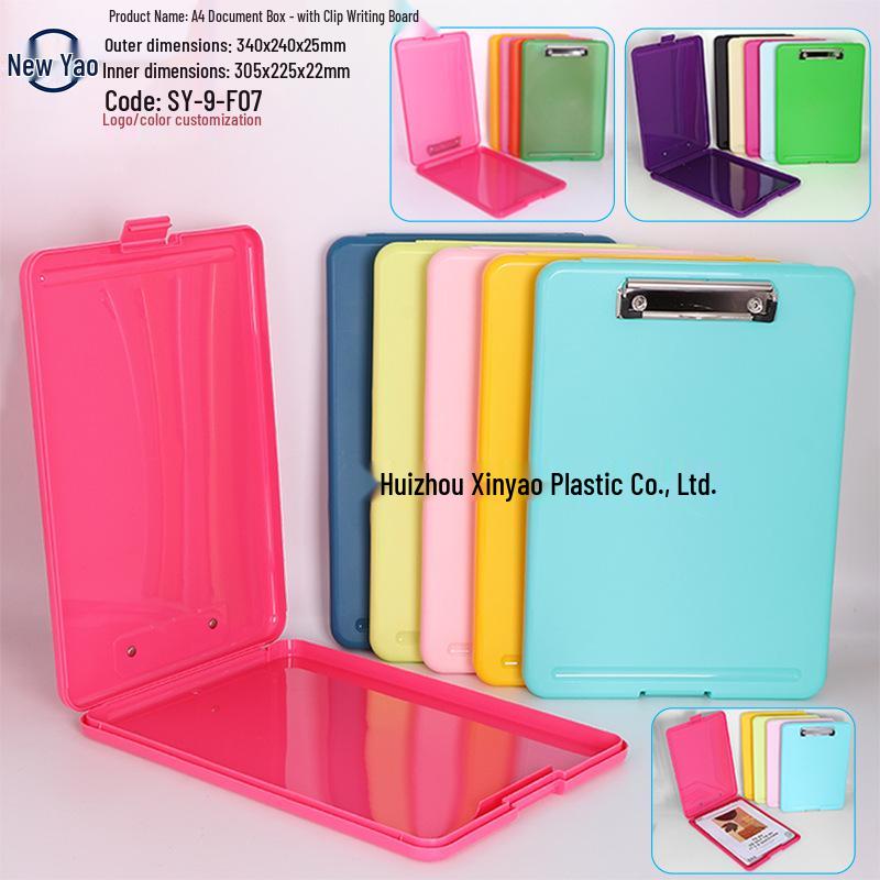 Large Capacity A4 File Box with Pen Slot & Clipboard for A5 Paper Storage