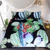 240x20cm Cactus Beding Set Hot Black Background Soft Duvet Cover Sets Printed Plant Jacquard Warm Comforter Beding Sets 3 Pcs W32T