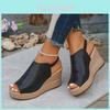 Roman Sandals For Women Summer Thick Sole Pu Fish Mouth Slip On With Elastic Band