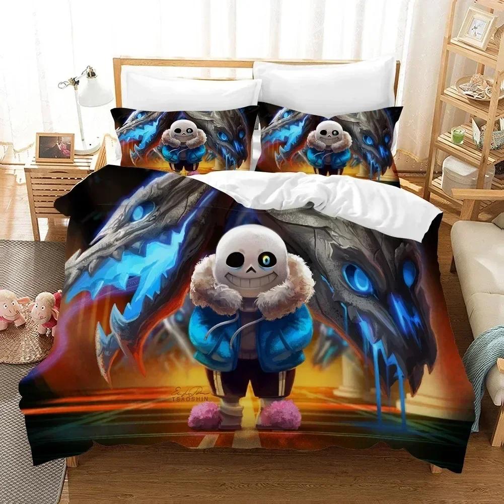 Undertale Game Frisk Sans Papyrus Pattern Bedding Set Duvet Cover Sheet Printed Pillowcase Bed Queen King Size Comforter Bedroom
