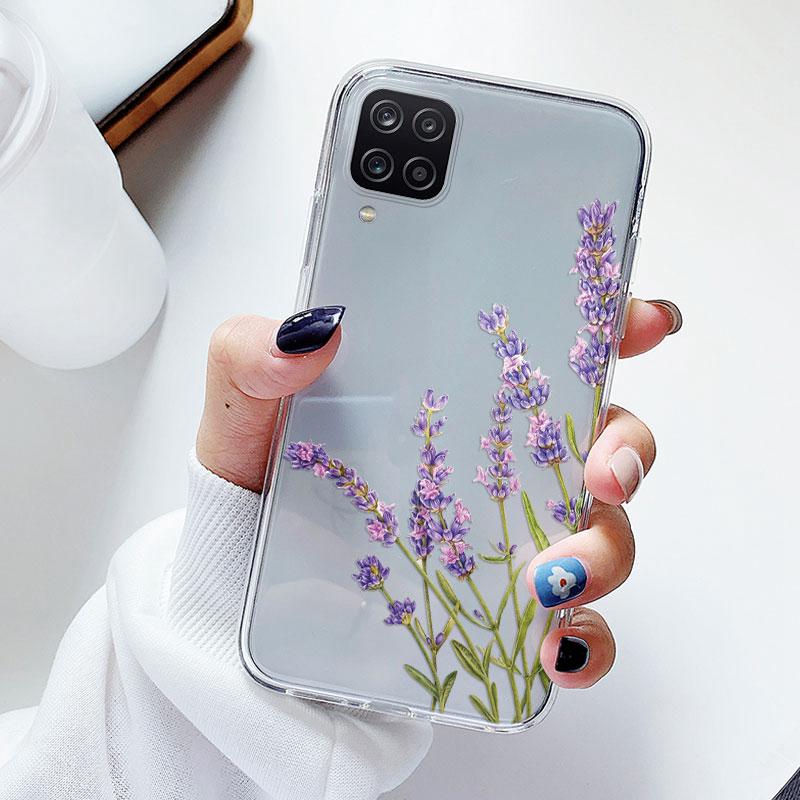 Phone Case For Samsung A12 M12 F12 Floral Silicon Cover For Samsung Galaxy A12 5G Fundas Coque Transparent Soft Capas Flower TPU