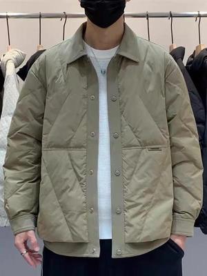 Men's Winter Clearance Lightweight White Duck Down Shirt-Style Jacket - Loose Fit, Plus Size, Workwear