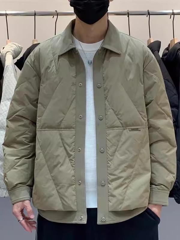 Men's Winter Clearance Lightweight White Duck Down Shirt-Style Jacket - Loose Fit, Plus Size, Workwear