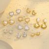 GEMCHIC Women's 18K Gold Plated Stainless Steel Pearl-like Heart Shape Stud Earrings Geometric Fashion Jewelry