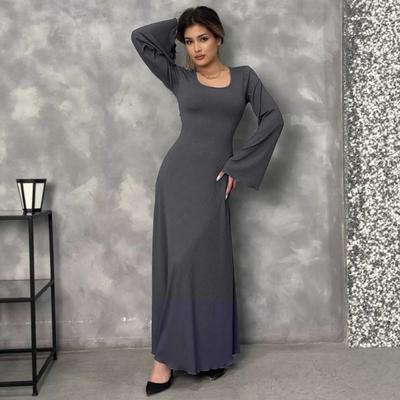 Ladies' Fashionable Loose Round Neck Back Long Sleeved Dress