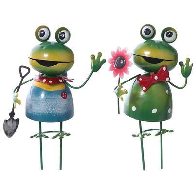 Garden Decor Metal Frog Statue Cute Creative 3D Frog Figurine Art Funny Animal Miniatures Sculpture Lawn Patio Yard