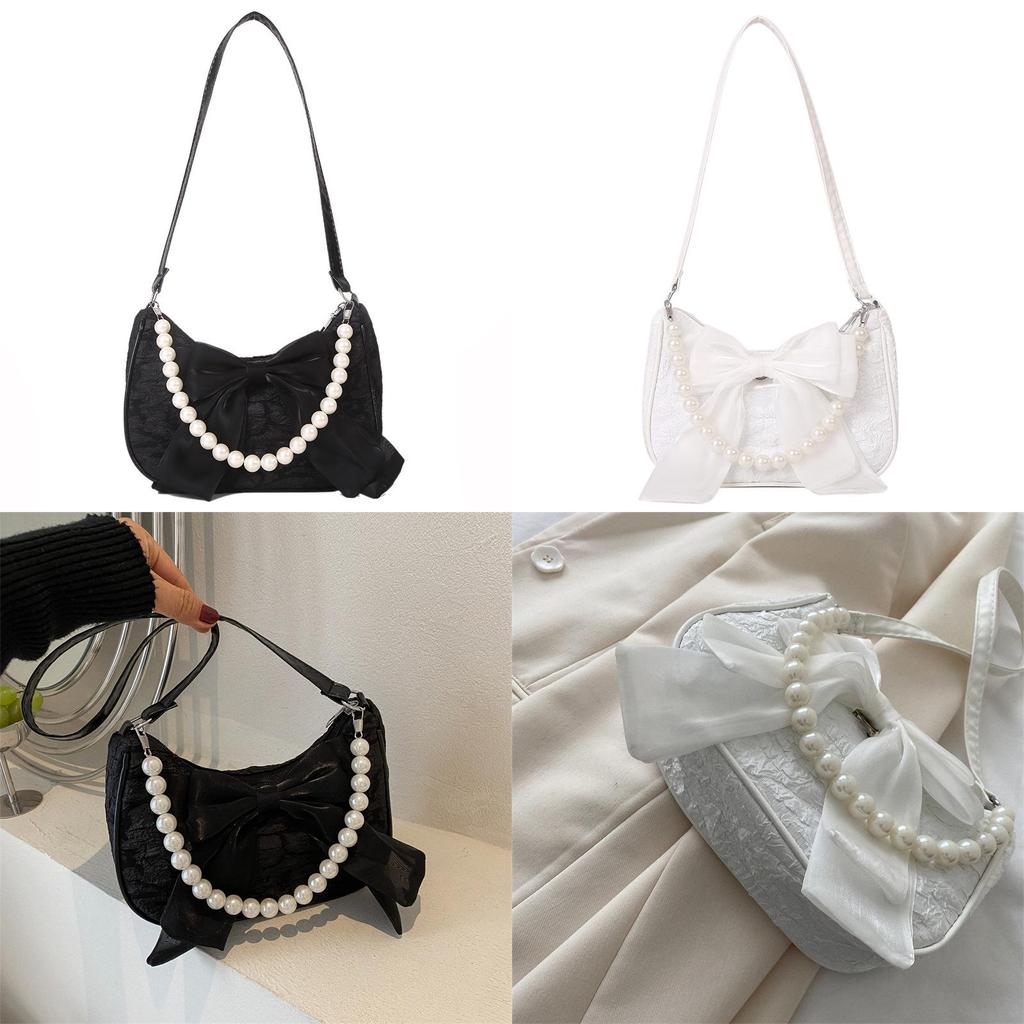 Street Style Ladies Mini Crossbody Bag With Pearl Embellishments And Zipper For Casual Outings
