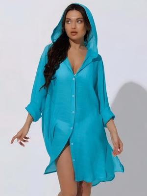 Jacket Women Casual Vacation Solid Color Pullover Bikini Swimsuit Cover Shirt Sunwear