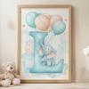 Poster Letter "I" With Balloons And Elephant Poster Letter "I" With Balloons And Elephant, 30X40 Cm, Frame Wooden Light Oak, Paper Matte 230 Gsm