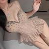 2026 Sexy Polka Dot Nightgown & Push-Up Corset Set with Steel Boning