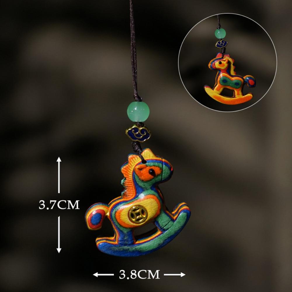 

Handmade Horse Keychain Wooden Horse Pendant Chinese Style Mobile Phone Chain Bag Decoration Style 4