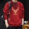 Men's Trendy Round Neck Hoodie - Plus Velvet, Autumn/Winter Style, American Brand, Perfect for Couples and Trendsetters.