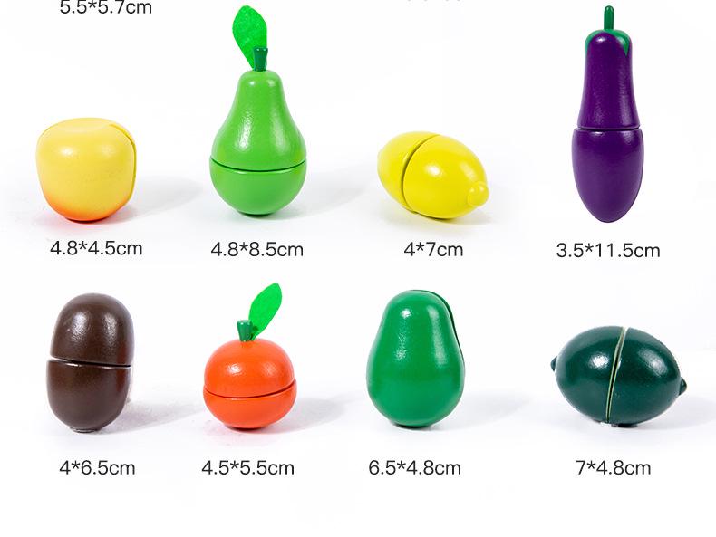 Wooden Pretend Play Fruit & Veggie Cutting Set for Kids - Educational Kitchen Toy