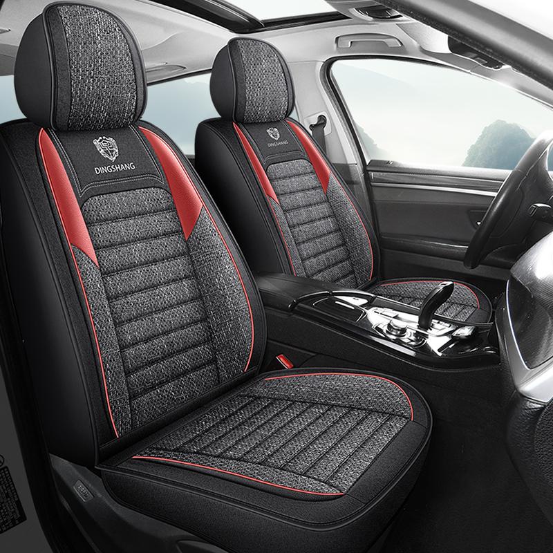 2pcs Breathable Linen-Textured Car Front Seat Covers  Comfortable & Durable, Universal Fit for Most Sedans, SUVs, and Trucks