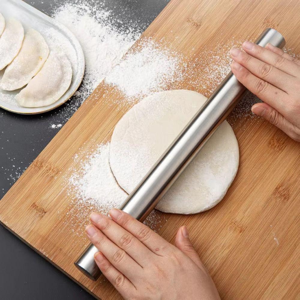 Smooth Surface Stainless Steel Rolling Pin 8/10/12inch Pizza Pastry Roller  DIY Tool