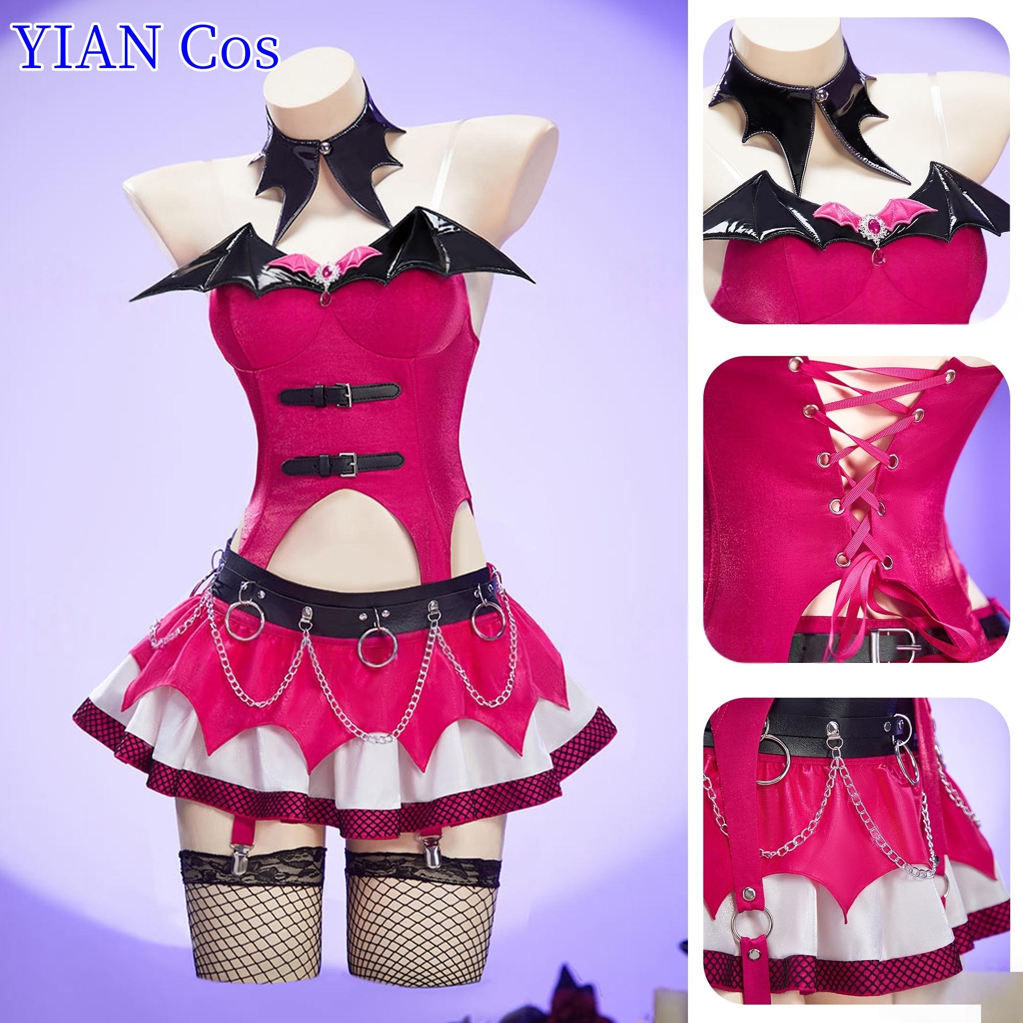 

Newly Draculaura Cosplay Costume Halloween Christmas Role Playing Party Comic Women size S-XL Rose Red Vampire Cute Dress XL