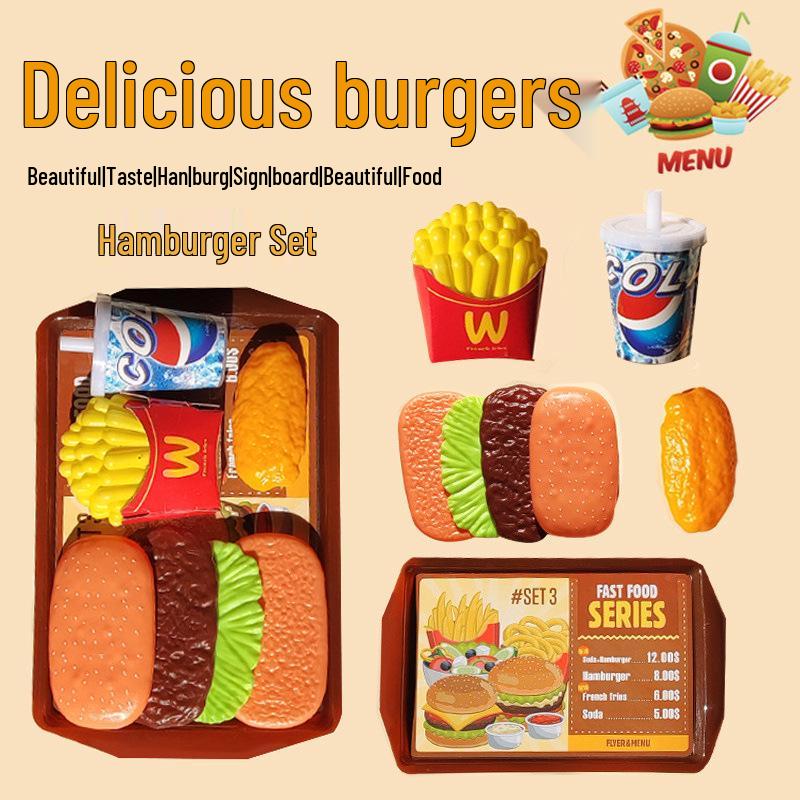 Kids Kitchen Play Set: Steamer, Hamburger, Pizza, and Simulated Food Toys