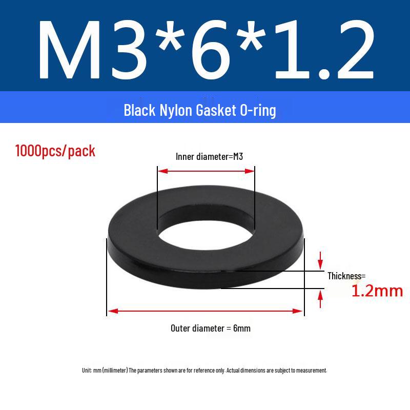 Schwarzer Nylon-Kunststoff Flache Unterlegscheibe Ring M2-M20