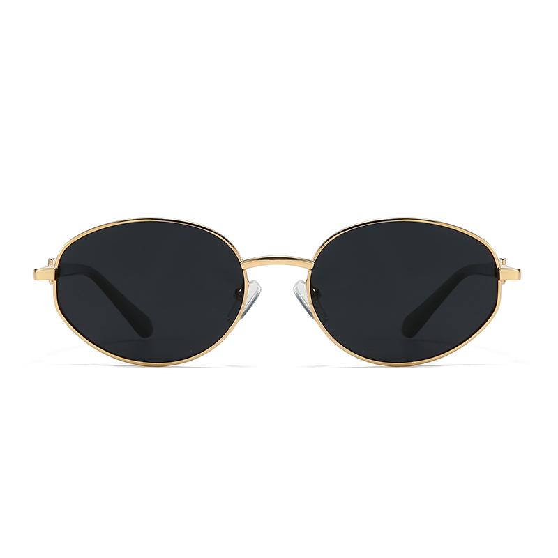 Cross-Border European and American Metal Framed Sunglasses Trendy Street Style Sunglasses for Men Modern Charm Retro Oval Sunglasses for Women 1439