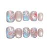 Rose-Bow Cat-Eye Nail Art Press On Nails Removable Short Design For Women