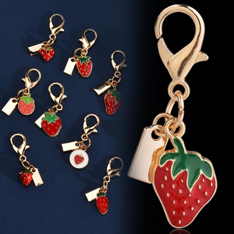Exquisite High-End Strawberry Mushroom Keychains For Women Bag Pendant Charm Car Keyring Jewelry Gift Decoration Accessories