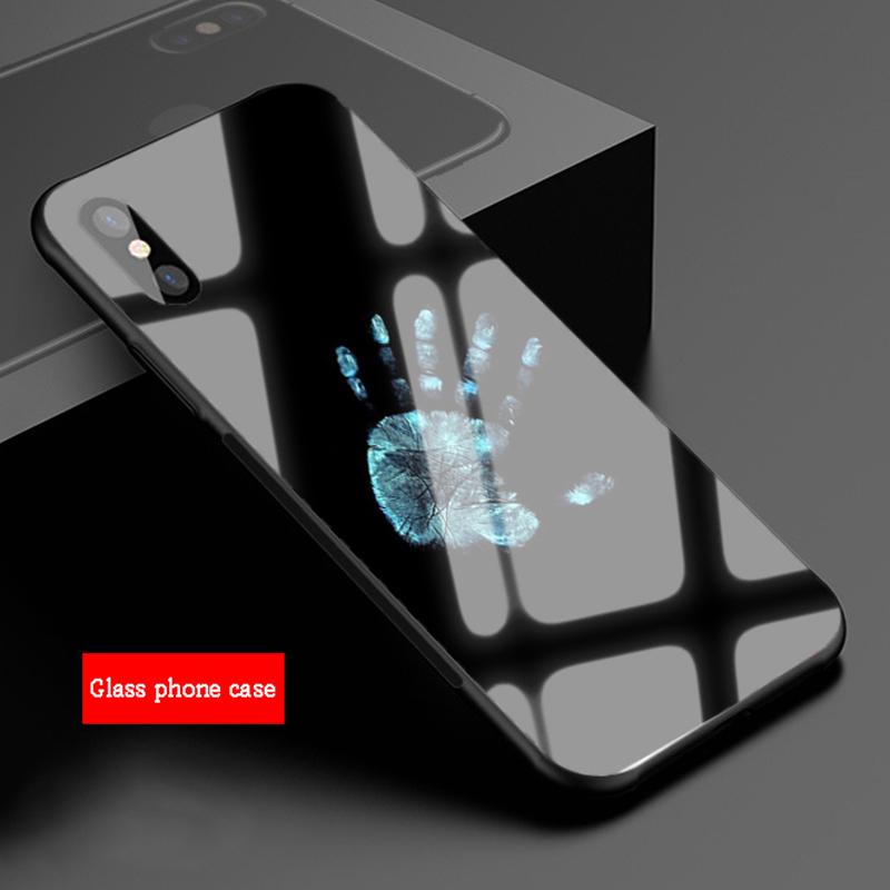 Pouzdro na telefon z tvrzeného skla s potiskem ruky Pro iphone 12 11 Pro Max 5 6 7 8 PLUS X XS XR XSMax Skořepina 12Pro Kryt Skořepina