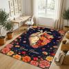 Floral Theme Soft Crystal Velvet Rug Custom Name & Text Print Non Slip Floor Rug for Bedroom Living Room
