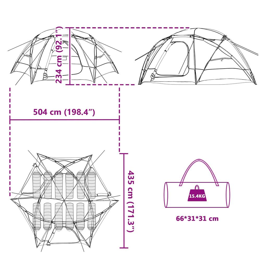 Dome Tent with Removable Rain Fly Blue 12 Person