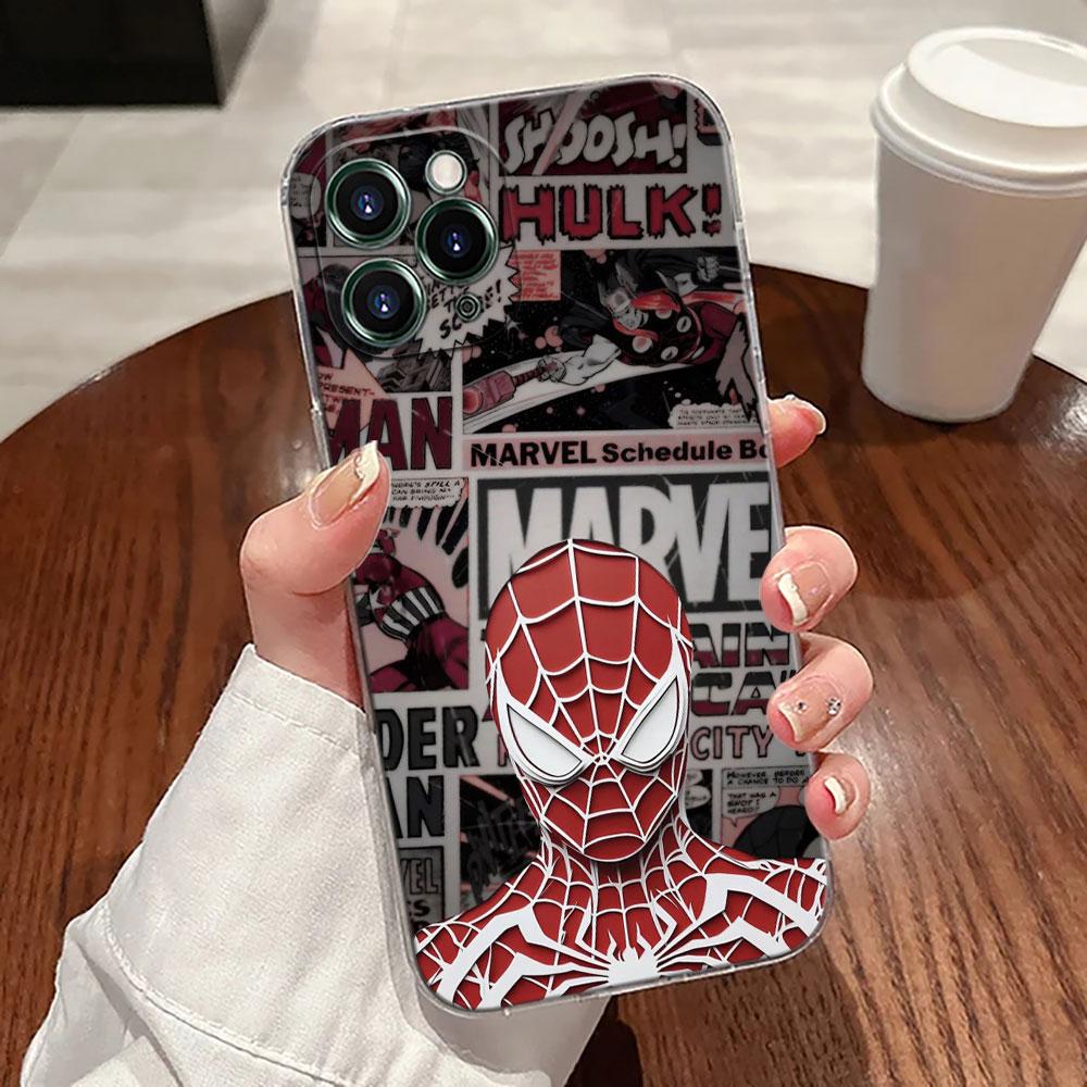 Spiderman Marvel Transparent Phone Case For iPhone 17 Pro Max 17E 11 12 13 14 15 16 Pro Max 15 Plus 17 Air 16E 7 XS Soft Cover