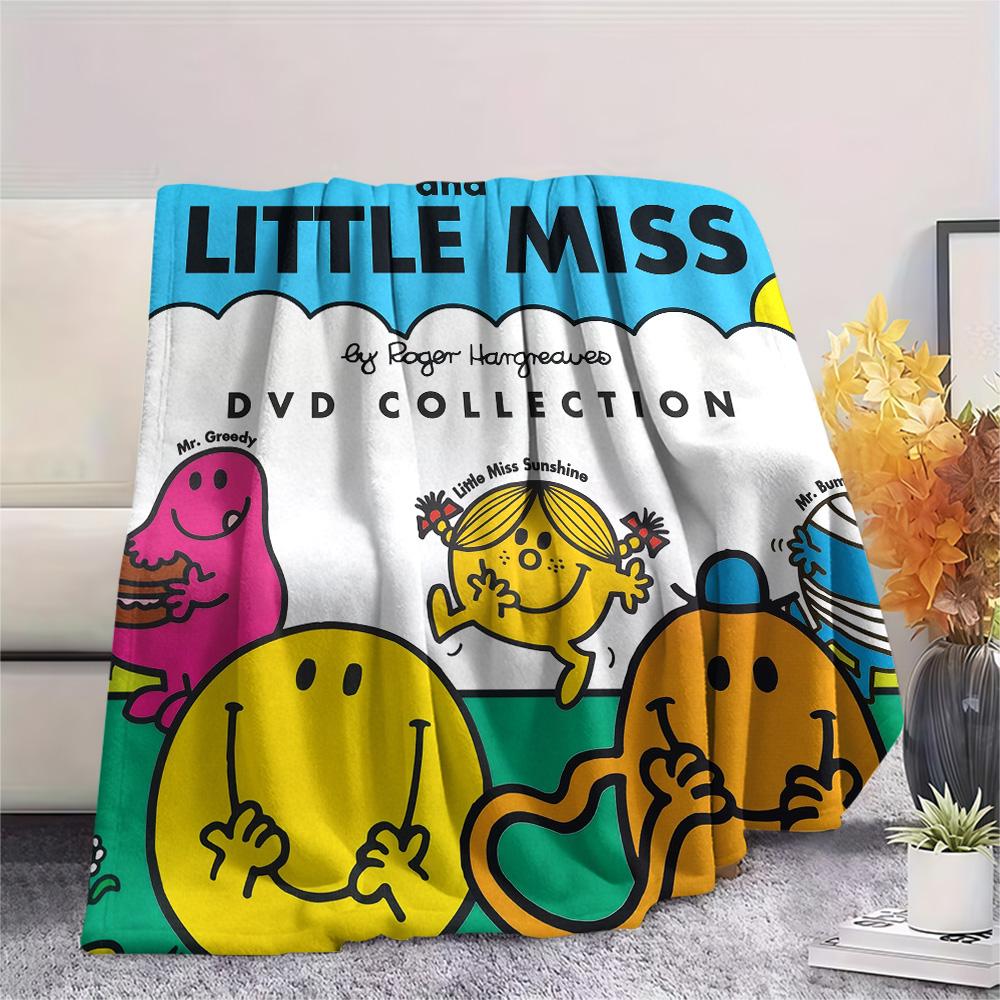 Mr. Men Little Miss  Print Flannel Blanket, High Quality Comfortable for All Seasons, Home Decor, Warmth and Comfort