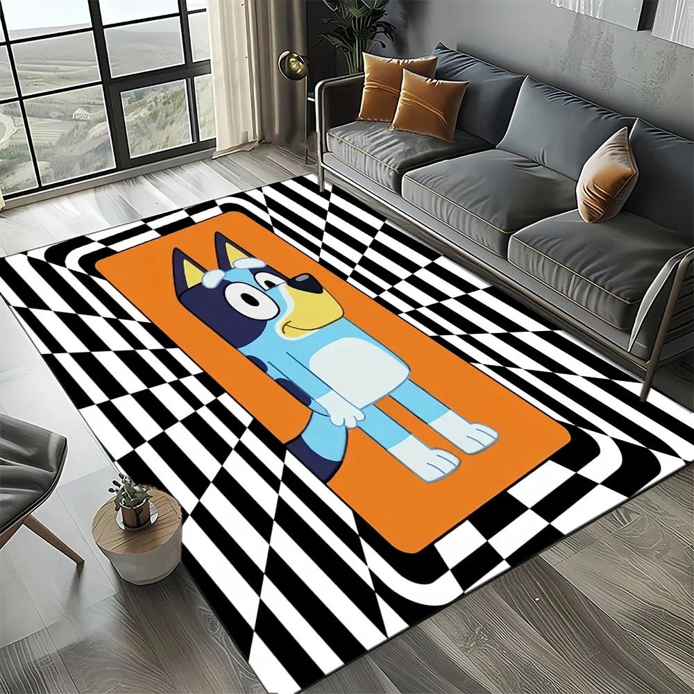 3D Print B-Blueys Family Cartoon Dog Carpet Rug for Living Room Bedroom Home Sofa Decoration,Kid Play Non-slip Floor Mat