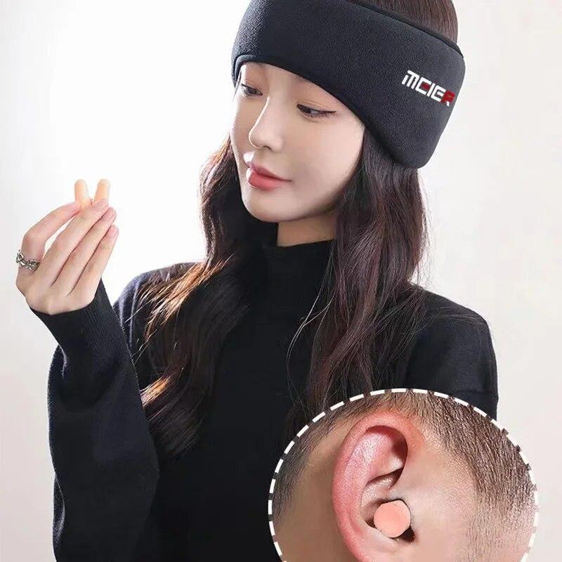 Earmuff Sleep Mask Plush Sleeping Mask Eyemuff Eye Cover for Women Warm Relax Plush Blindfold Cotton Eyes Bandage with Earplus