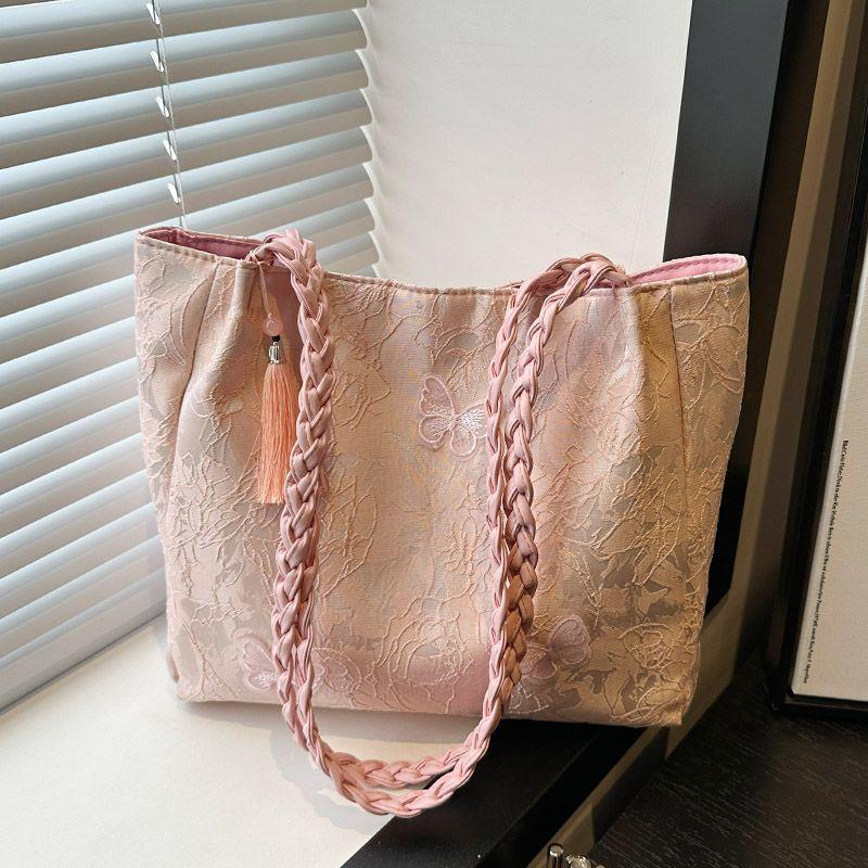 

Large Capacity National Style Commuter Bag Women s 2025 New Arrival Fashion Shoulder Tote Bag Women s Western Style All-Matching Handbag Pink + upgraded Chinese style tassel pendant