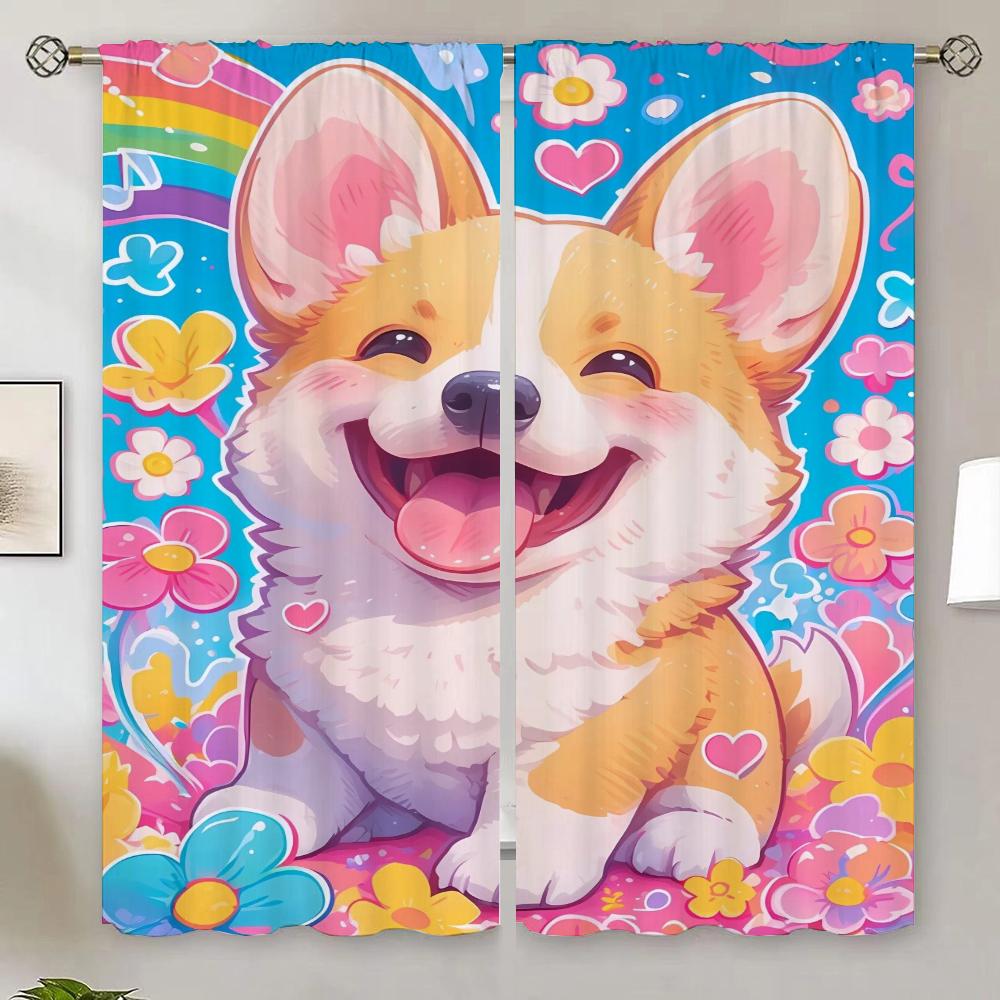 Corgi Shower Curtain for Quarto Curtains in the Living Room Decoration Home and Decoration Blackout Bedroom Curtains 100% Blind