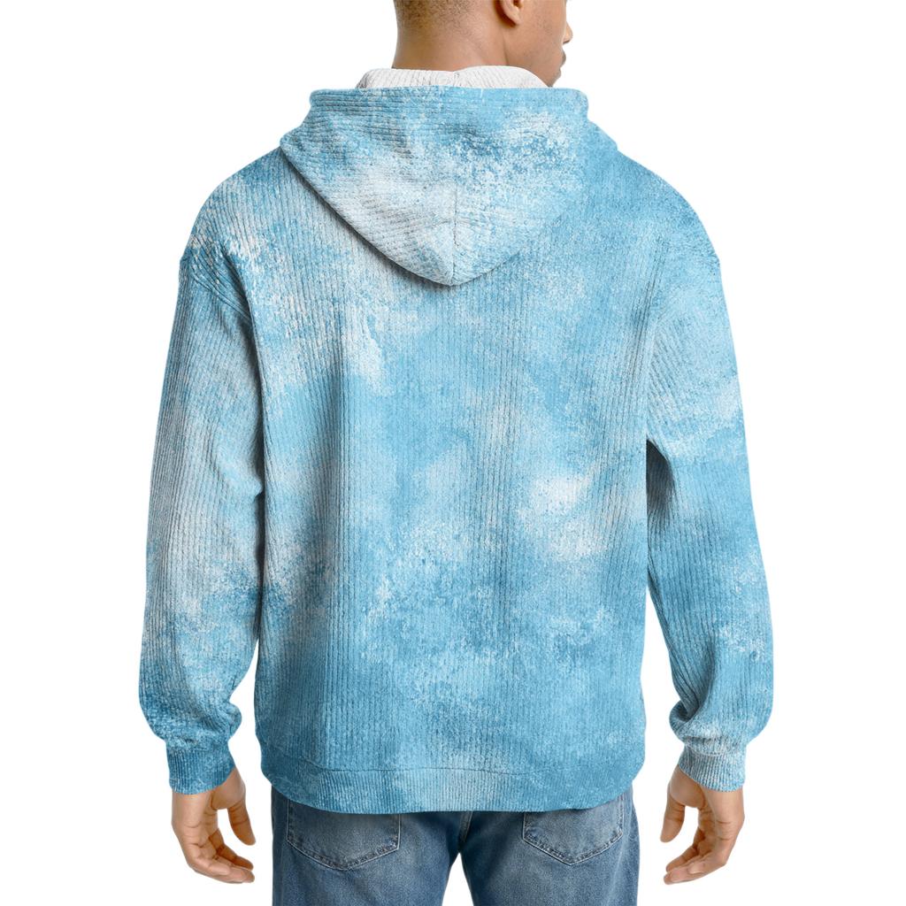 Pánská pletená mikina s kapucí, ležérní mikina s dlouhým rukávem