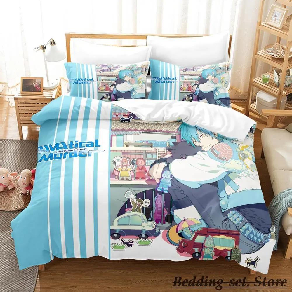 New DRAMAtical Murder Bedding Set Cartoon Anime Three-piece Set Adult Kid Bedroom Duvetcover Sets 3D Kawaii Letto Matrimoniale