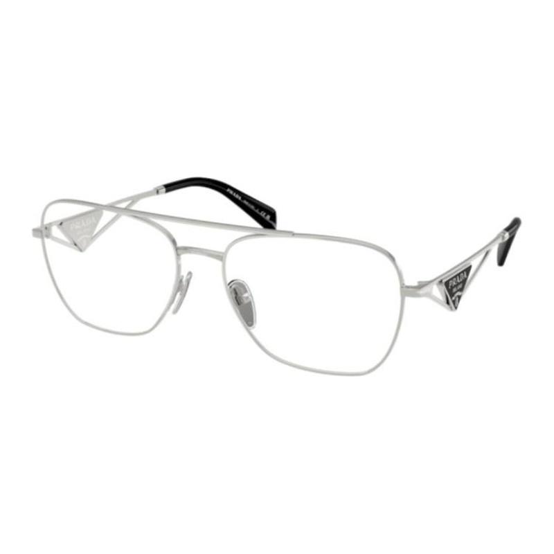 Prada Full Rim Design Steel Pilot Style Optical Frame Women's Silver