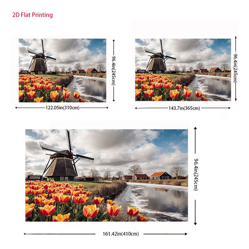 2D Holland Windmill Backdrop for Travel, Nature or Spring Festival Photoshoot