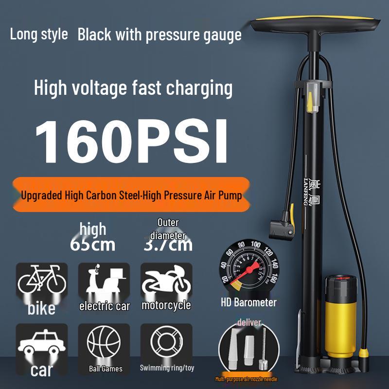 Universal High-Pressure Air Pump for Bikes, Cars, and Basketballs with Inflation Cylinder