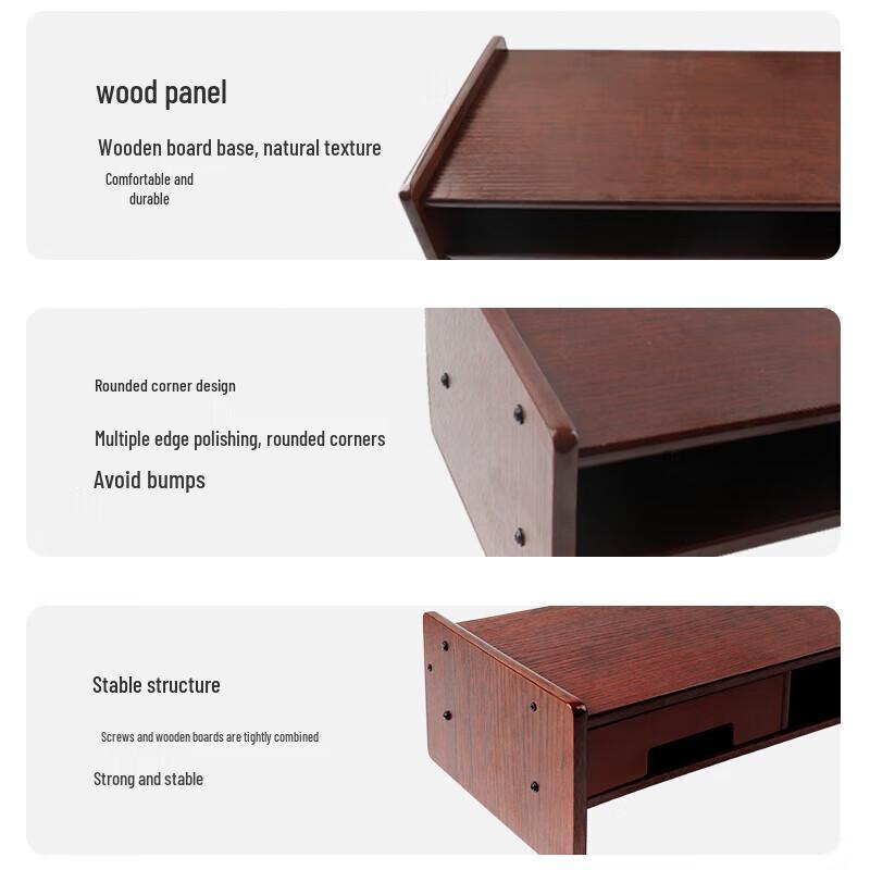 Beifang Doppelschichtiger Bambus Monitor- & Laptop-Ständer mit Aufbewahrungsschublade