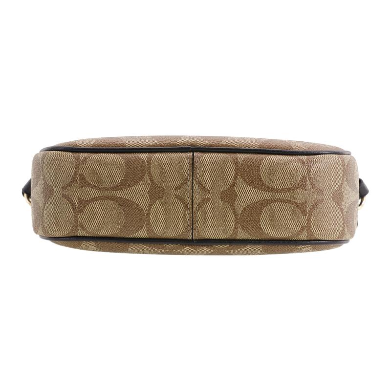 Coach Crossbody Bag Jamie 19 Zipper Closure Internal Multi-function Pocket Dual Card Slots Signature Coated Canvas and Smooth Leather Small Women's