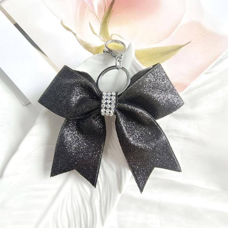 Vielseitiger Cheerleading-Schleifenanhänger Schicker Schlüsselanhänger mit Glitzer und Strasssteinen für Handykette oder Taschendekoration